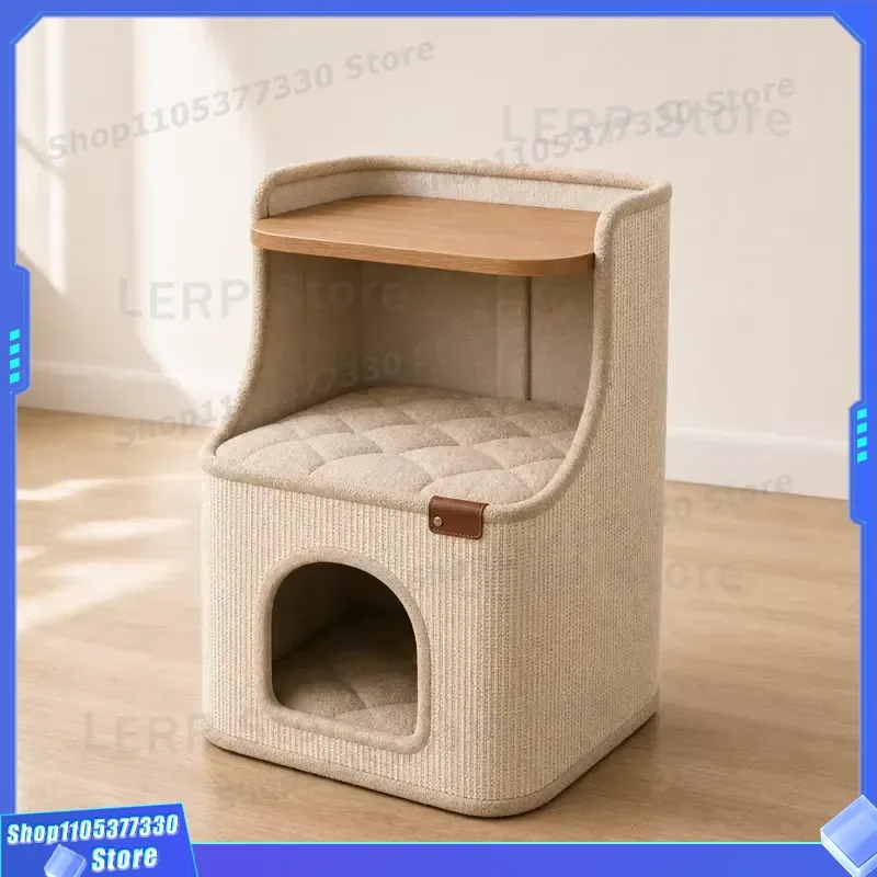 Modern Cat House Bedside Table with Ceiling Recliner Bed Lounge Pet Furniture Cabinet OEM Design for Indoor Cats Comfortable