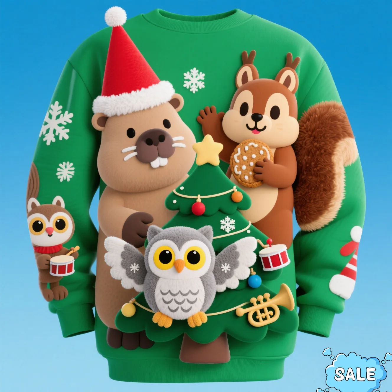 

2025 Animal Ugly Christmas Sweaters 3D Funny Hat Capybara Printed Holiday Party Xmas Sweatshirt For Party Xmas Kids Sweatshirts