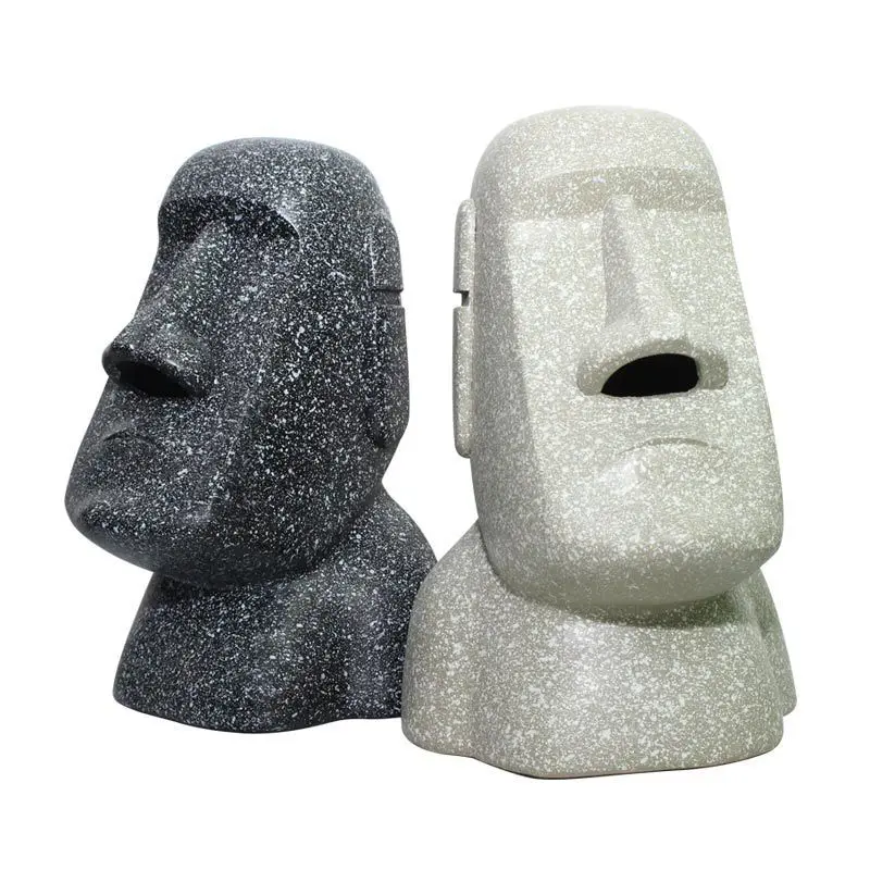 Paper Towel Box Square Moai Shape Resurrection Island Stone Figure Tissue Box Table Decoration Towel Napkin Papers Dispenser