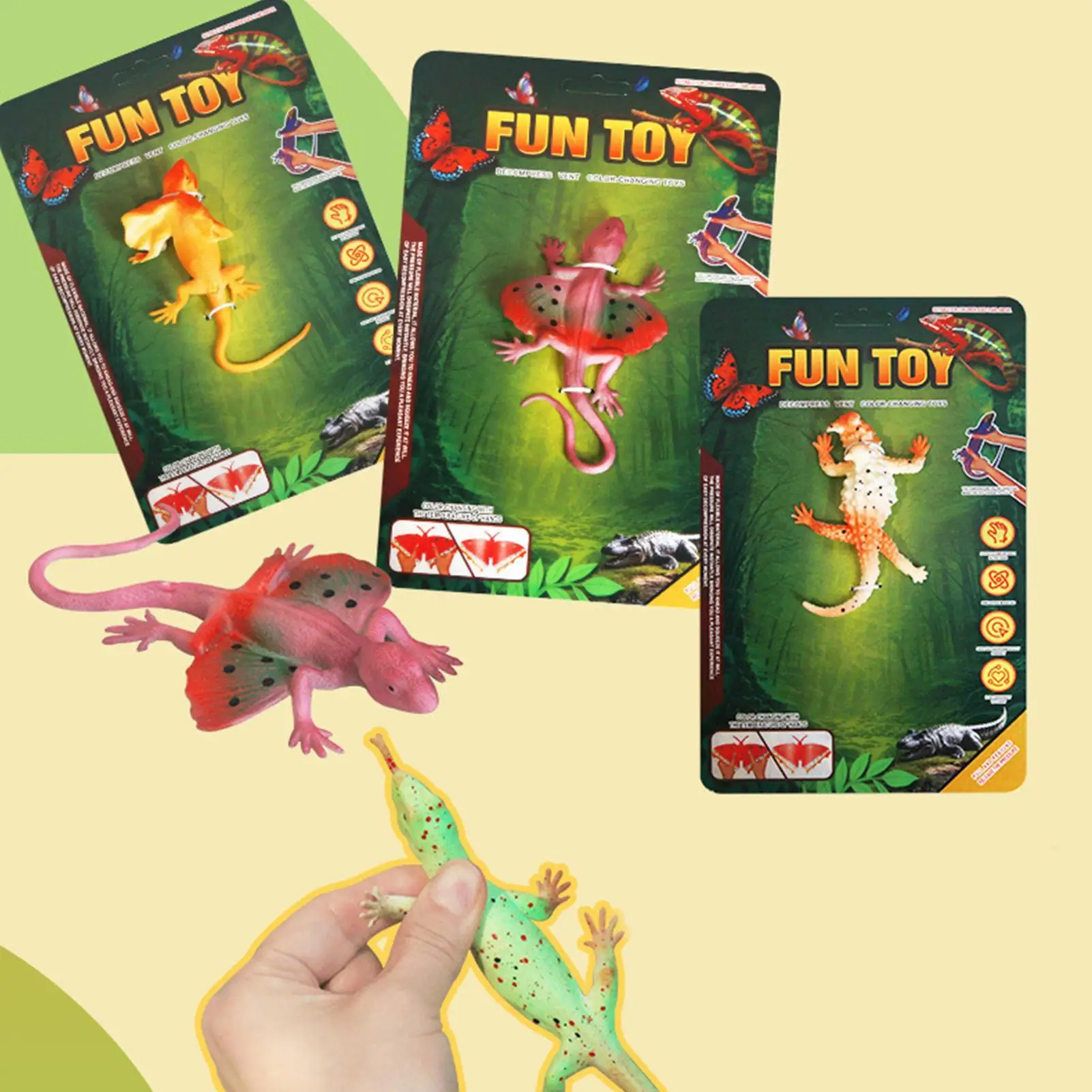 Animali che cambiano colore 6 pezzi Lucertola Animale elastico Design senza foro Riempitivi per sacchetti regalo Bomboniere per ragazzi Ragazze Bambini Età