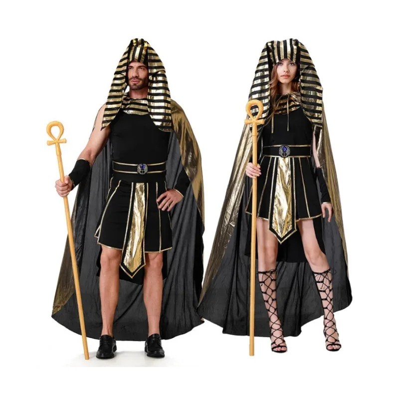 

Adult Egyptian Pharaoh Costume Egyptian Cleopatra Cosplay Dress Halloween Greek Roman Queen King Cosplay Clothes Carnival Outfit