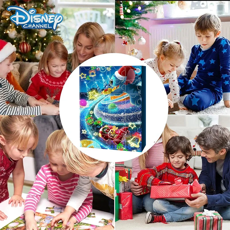 Disney-Stitch Doll Blind Box, Calendário do advento do Natal, Contagem regressiva de 24 dias, Vem Surprise Gift, Beautiful Blind Box