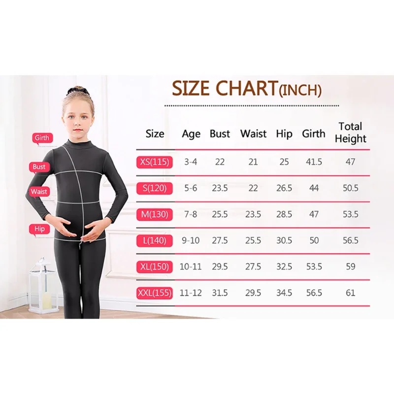 Ropa de gimnasia profesional para niñas, ballet, suéter de cuello alto de manga larga, Ropa de baile ajustada para niños