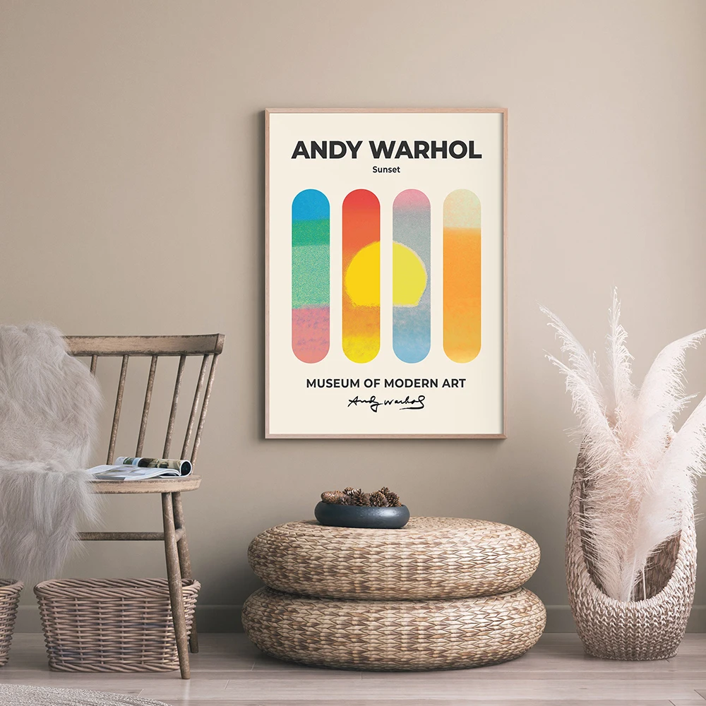 Andy Warhol Sunset Colorful Pop Art Canvas Painting Nordic Modern Posters And Prints Wall Art Picture For Living Room Home Decor