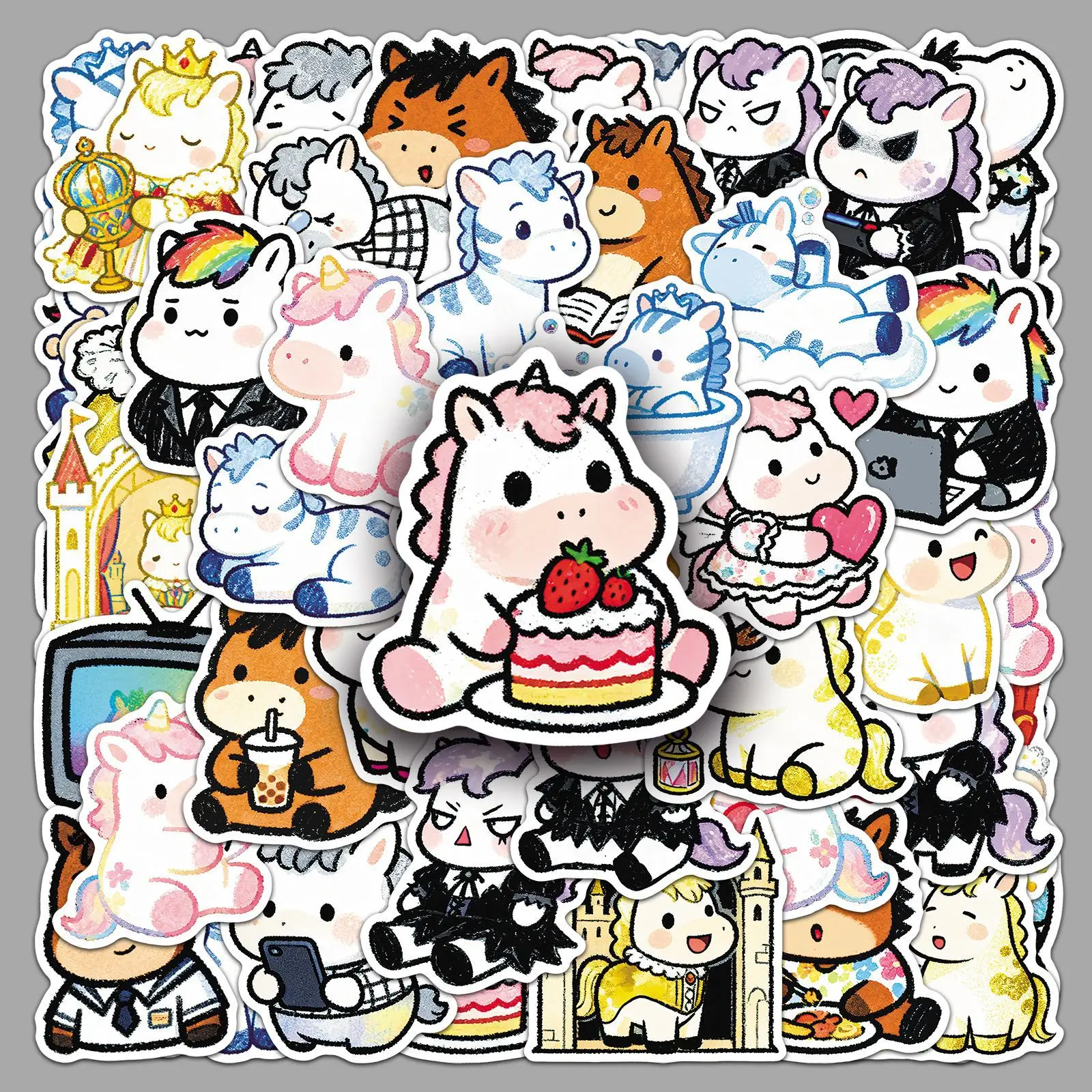 50PCS Cartoon Nette Pony Graffiti Aufkleber Kreative Dekoration Handy Fall Notebook Wasser Tasse Wasserdichte Spielzeug Geschenk Aufkleber