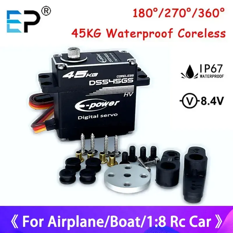 

E-Power Waterproof 45kg Servo 180/270 Degree Aluminum Case Digital Metal Gear HV Coreless For RC Car Truck And Boat Parts