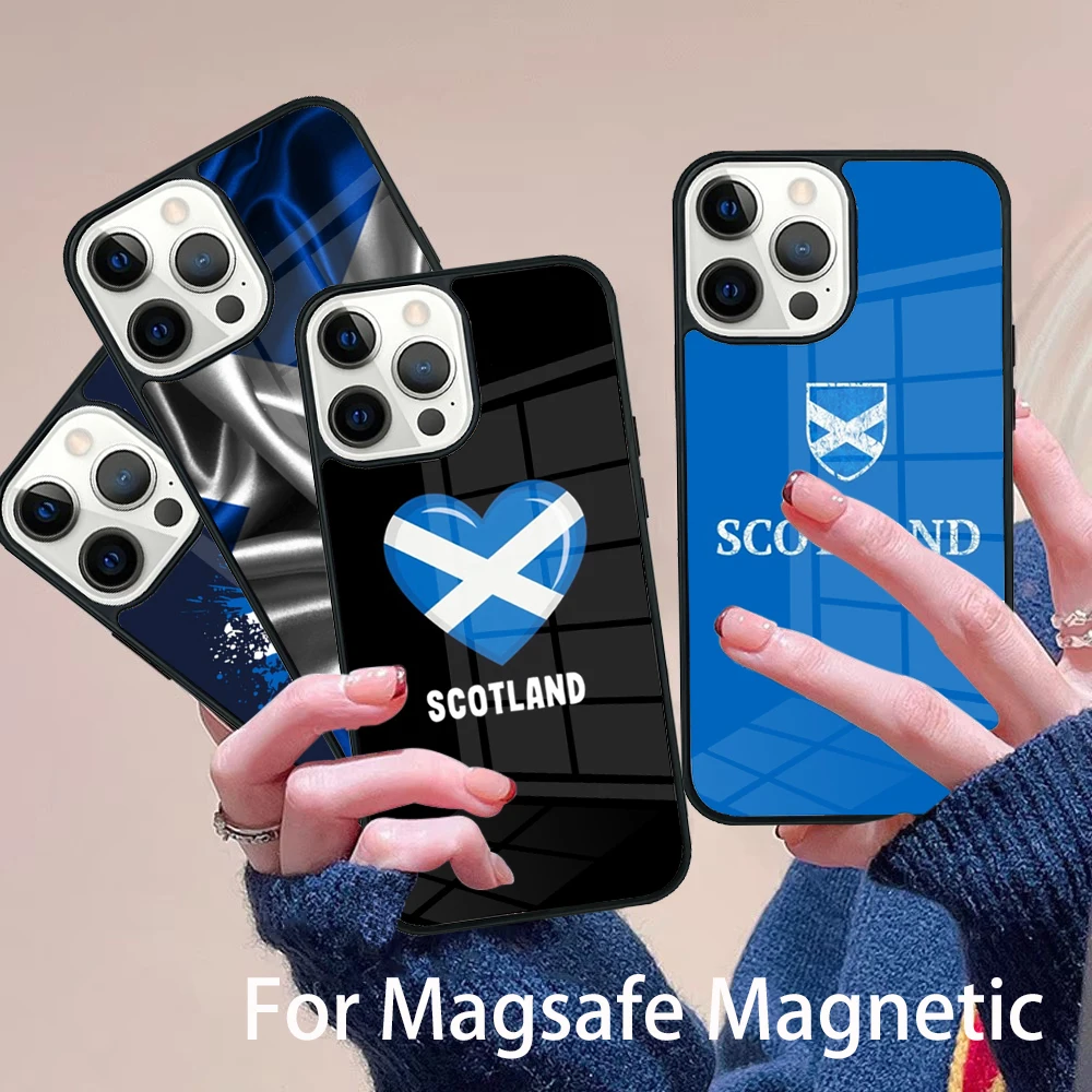 

Scotland Scottish Flag Phone Case Magesafe Magnetic Wireless Charge Cover For IPhone 16 11 12 13 14 15 Pro Max Plus Mini