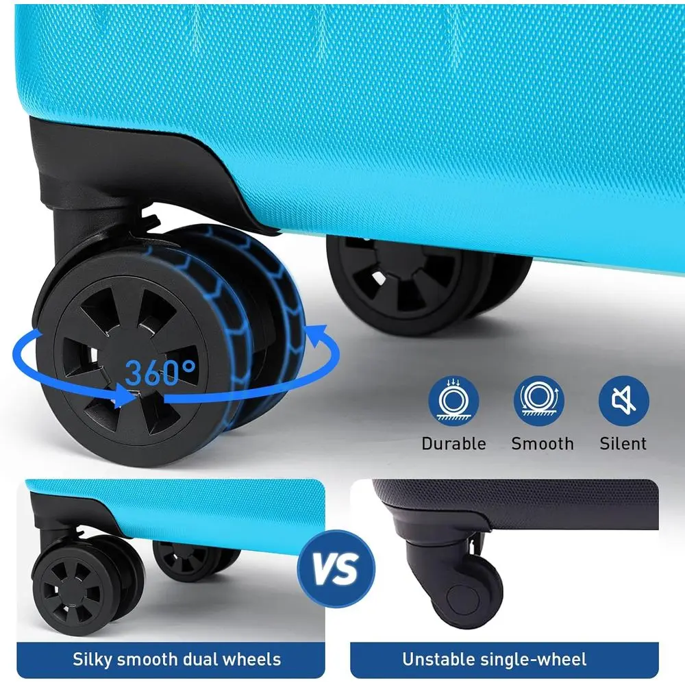 24 Medium Lightweight Hardshell Spinner Suitcase with TSA Lock, Ocean Blue