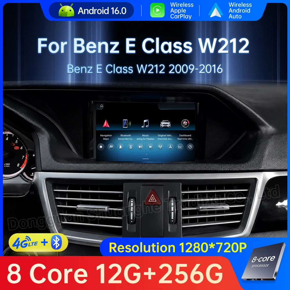 Android 16 For Benz E Class W212 2010 - 2016 Wireless Auto Carplay Video Radio Player GPS Navigation QLED Touch Screen 4G Wifi