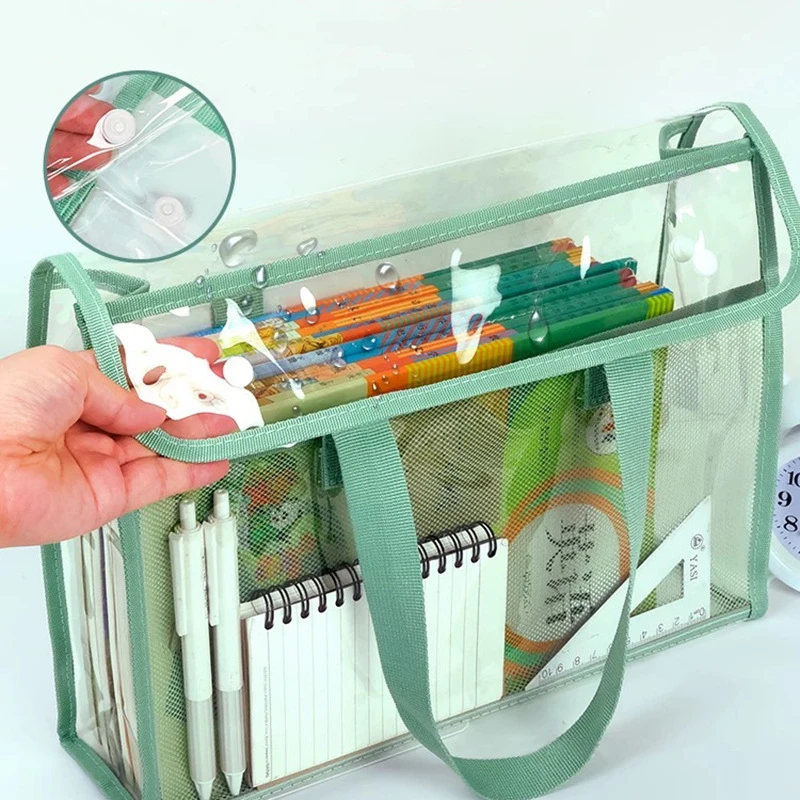 

1pc Large Transparent PVC File Folder Organizer with Multiple Compartments for Tablets, School Supplies Storage