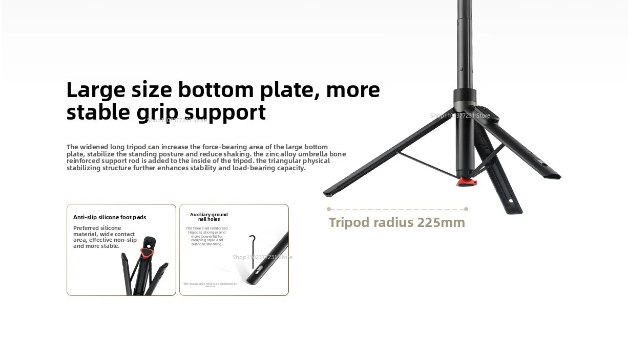 Original Xiaomi Zoom Boden-Selfie-Stick mit Bluetooth-Fernbedienung, Tragbares Multifunktionales Stativ – Detail 3