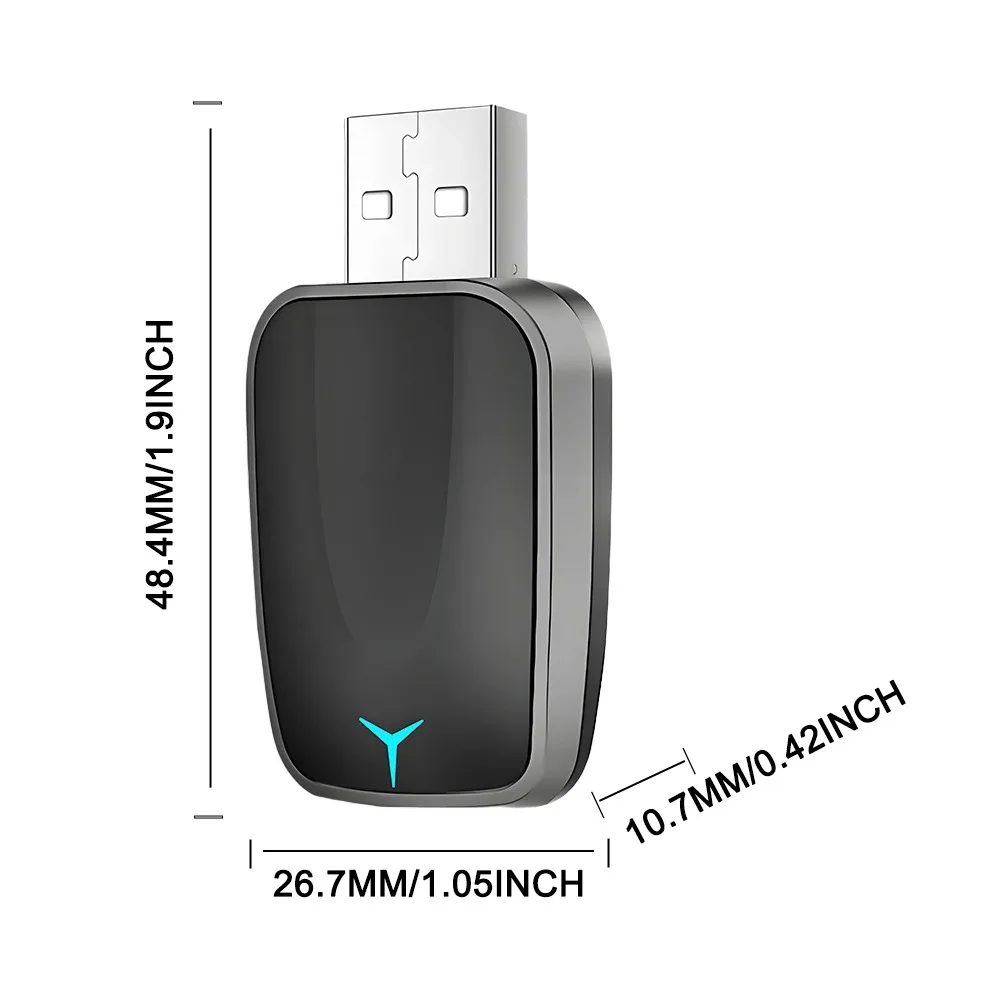 2 in 1 AI Box Smart Dongle Wired to Wireless Carplay Android Auto Mini Adapter Compatible with 99% of Cars Plug and Play