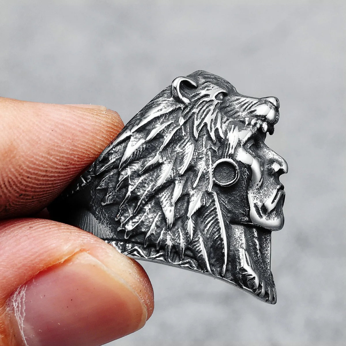 Indian Chief Rings 316L Stainless Steel Retro Primitive Tribe Mens Ring Punk Rock Rap Party for Male Boyfriend Jewelry Best Gift