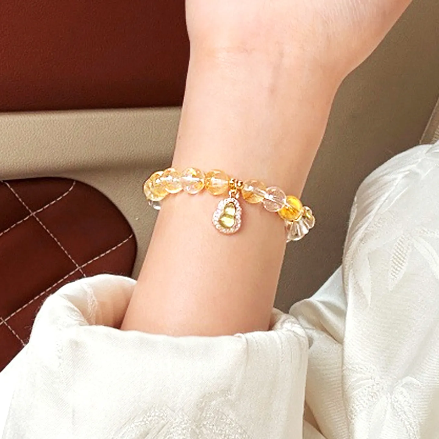 Natural Citrine Bracelets for Women 2026 New Light Luxury Exquisite Fortune Attracting Gourd Beaded Bracelets Gifts
