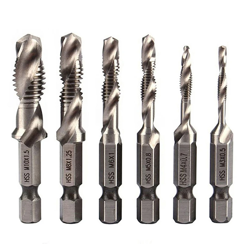 Tap Drill Bit Set Hex Shank Titanium Plated HSS Screw Thread Bit Screw Machine Compound Tap M3 M4 M5 M6 M8 M10 Hand Tools New