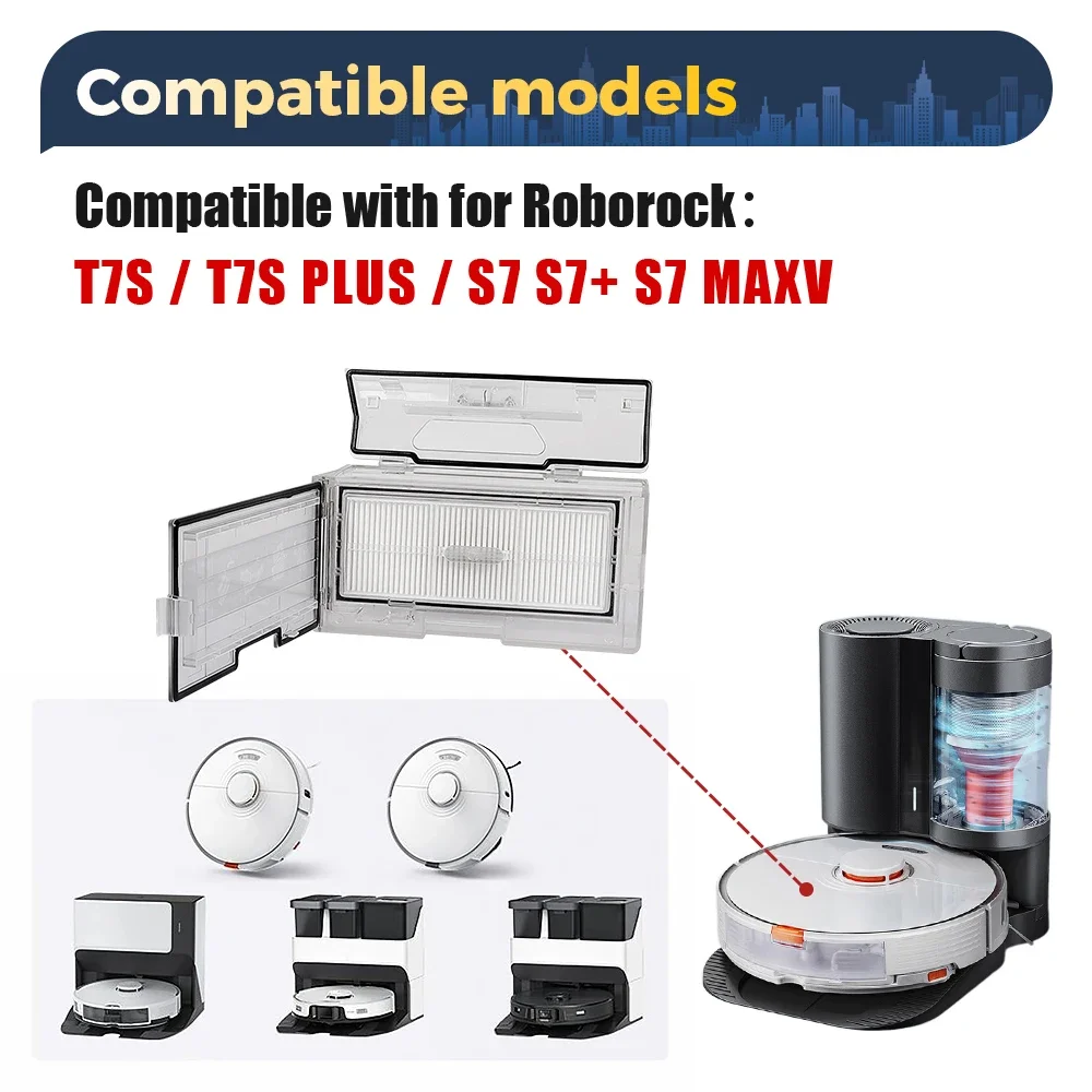 กล่องเก็บฝุ่นสำหรับหุ่นยนต์ดูดฝุ่น Roborock T7S T7SPlus S7 S70 S75 G10 อุปกรณ์เสริม กล่องเก็บฝุ่นพร้อมไส้กรอง HEPA อะไหล่