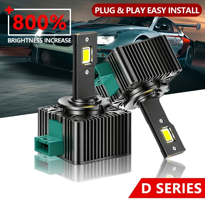 2 Lâmpadas LED D1S D2S/R D3S D4S/R D5S D8S para Faróis 24000LM 6000K Plug&Play Canbus IP68 Kit de Conversão HID Substituição Automotiva 12V