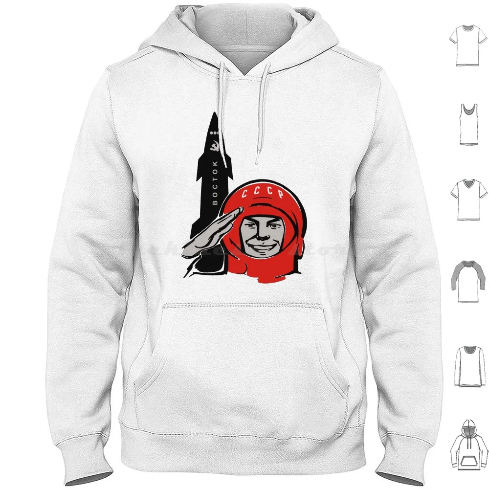 

Russian Space Propaganda Cosmonaut And Vostok Rocket Hoodies Long Sleeve Soviet Space Propaganda Vintage Cosmonaut