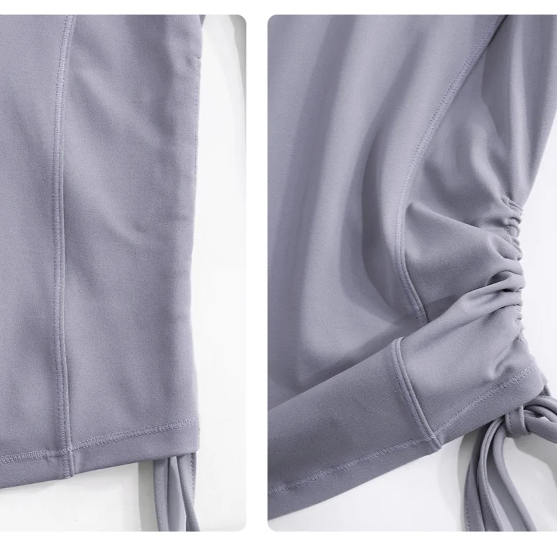 DRUR 2-częściowy zestaw do jogi dla kobiet z bluzą sportową z długim rękawem i sznurkiem bocznym oraz spodniami dresowymi, idealny na jesień, do biegania i na siłownię, rozmiary S-3XL