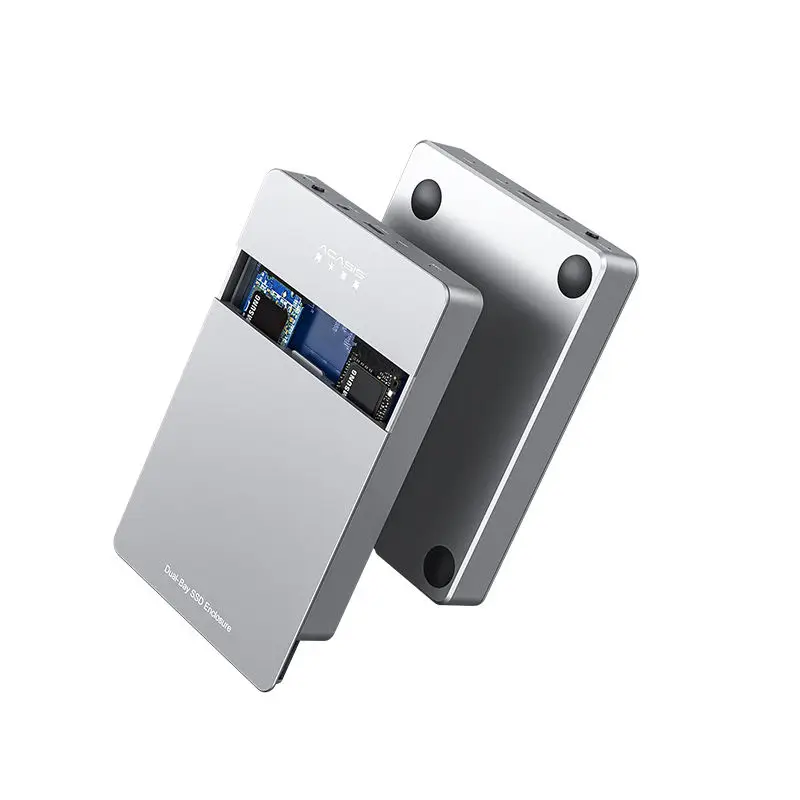 

Dual Bay Dual Protocol M.2 SSD Case NVME NGFF SATA HDD Enclosure Support SSD Disk for PCIE USB3.1(Gen2) 2.5 Inch SSD Enclosure