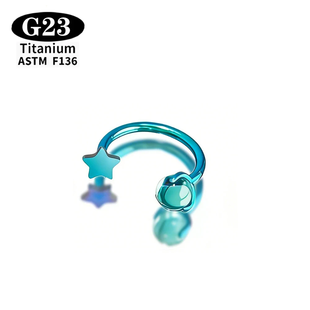 1/5 Stück ASTM F136 Titan Piercing Hufeisenring mit Innengewinde, Nasenring, Ohrring, eloxierter Stern, U-Form, Septum, Helix, Lippen-Schmuck – Detail 5