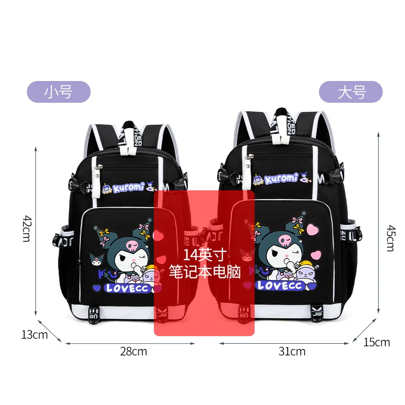 Kuromi Backpack High Capacity Cartoon Waterproof Women\'s Laptop Bag Anime Peripherals Girls School Bag