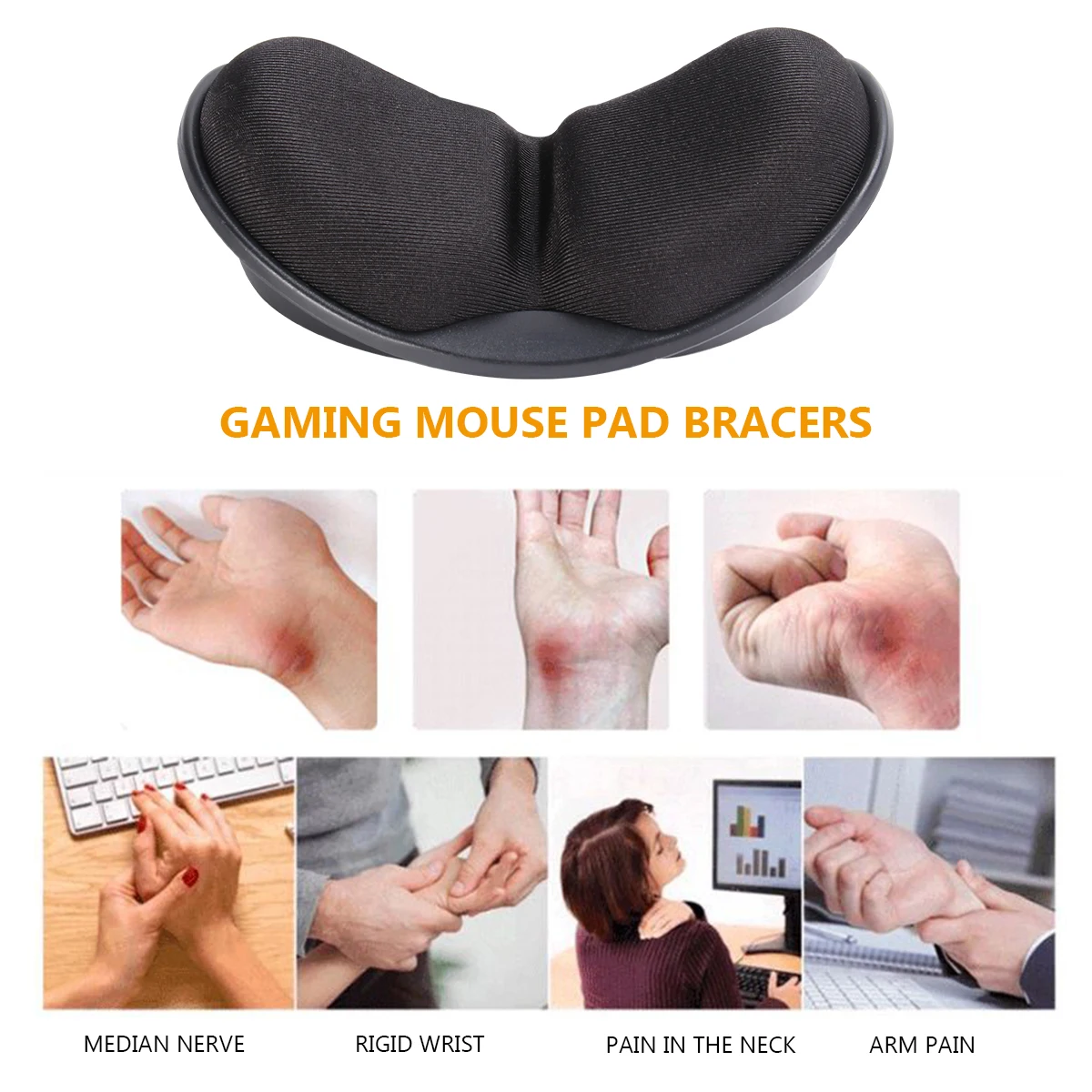 

1pcs Ergonomic Mouse Memory Foam Computer Mousepad For Hand Rest Hands Hand Mousepad Wrist Rest Pad Office Gaming Black