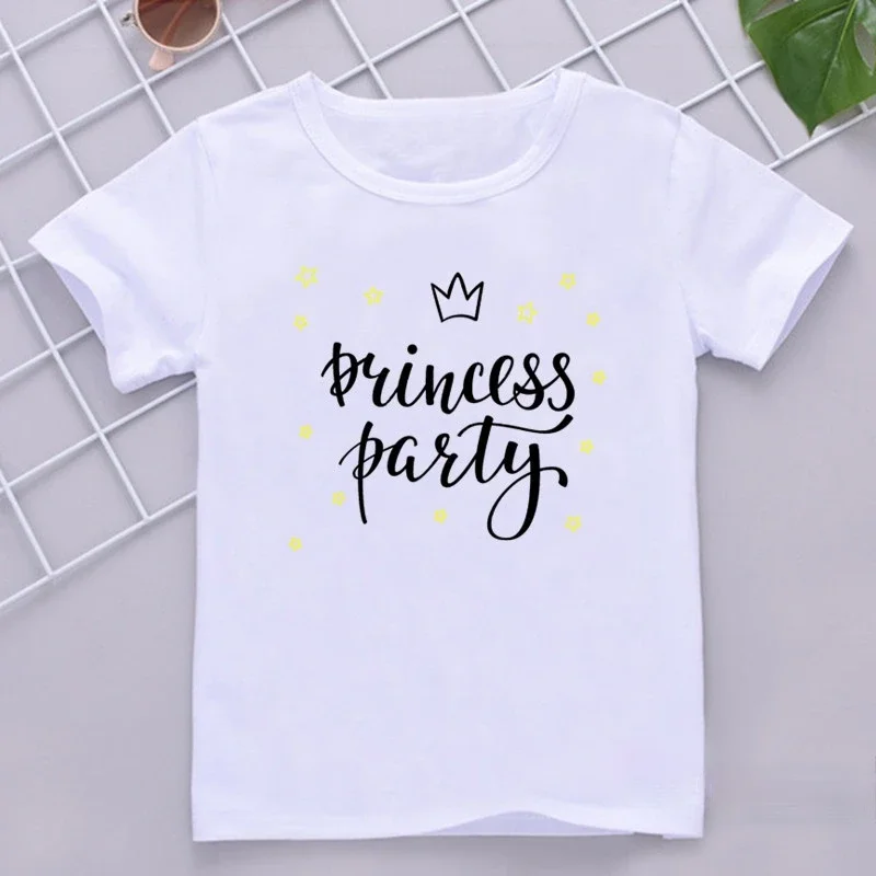 Crown Princess T Shirt Kids Girls Clothes White Short Sleeve T-shirt Summer Casual Children Clothing Baby Tops