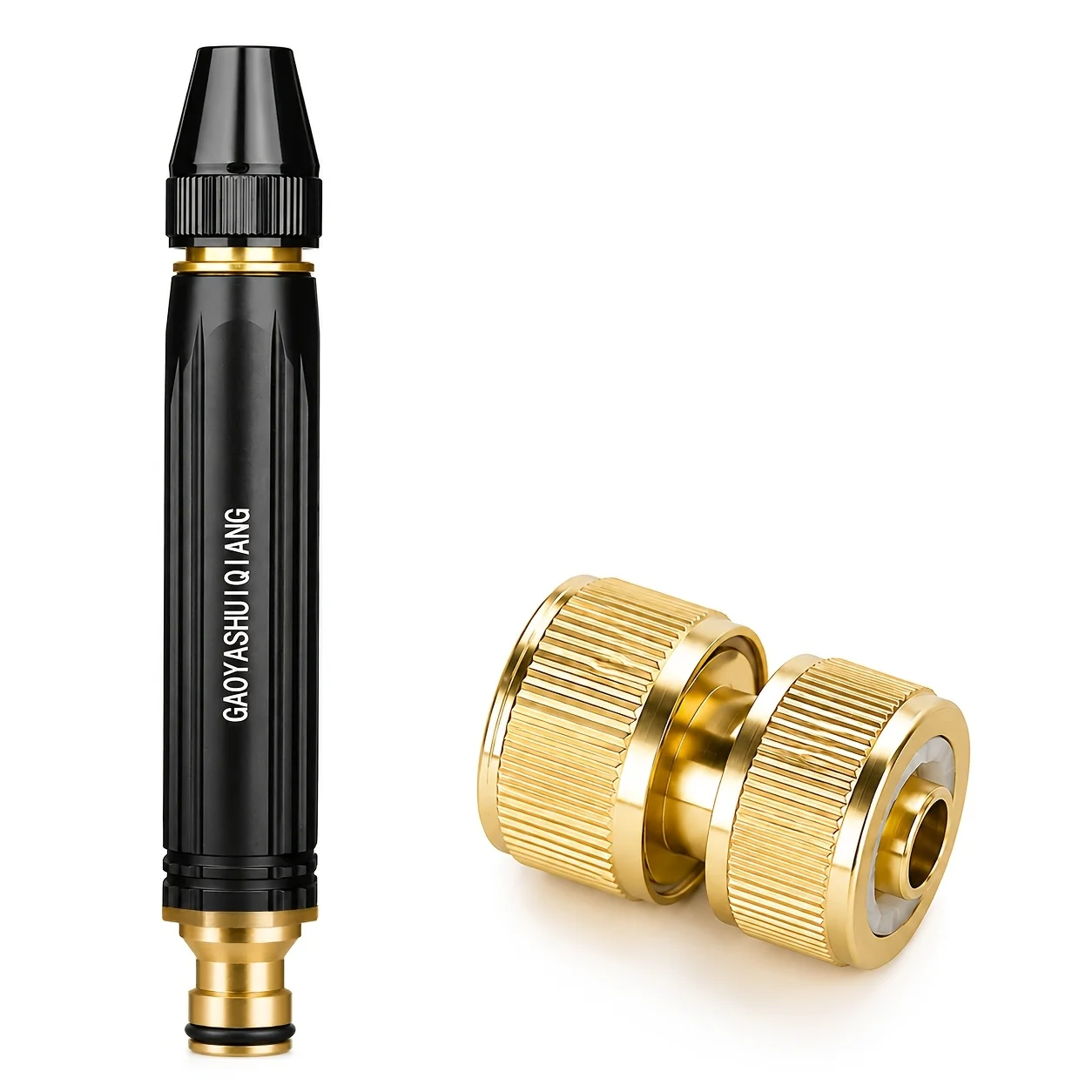 Adjustable High Pressure Water Spray Nozzle Brass Hose Quick Connector With Hose Clamps For Garden Car Washing Irrigation