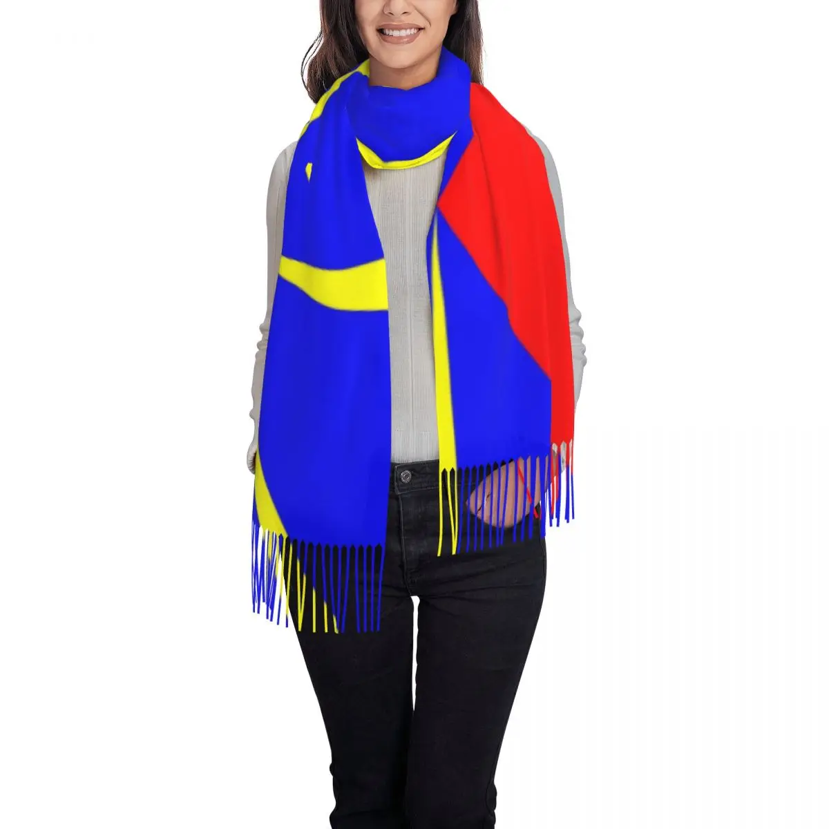 Bufanda con bandera de la isla de reunión para mujer, chal largo de invierno cálido con borlas, bufandas cómodas, Unisex, 974