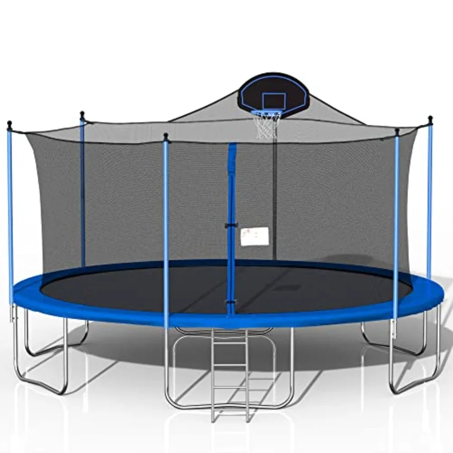 Trampoline with Outdoor Bounce Bed for backyard use galvanized steel frame black weather-resistant and extra-sturdy