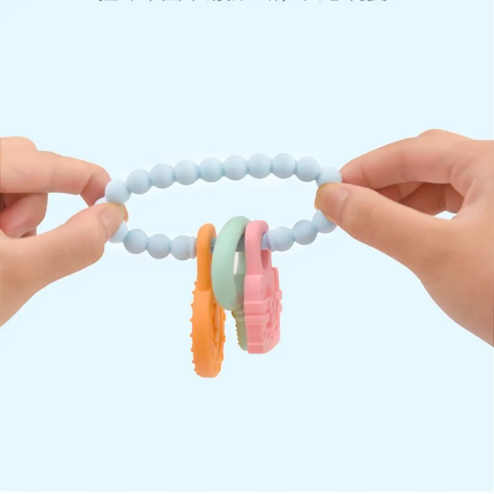 Food Grade Silicone Baby Teething Toy Multi-color Keychain Infant Tactile Training Toys Chocking-Proof Durable Babies Chew Toys