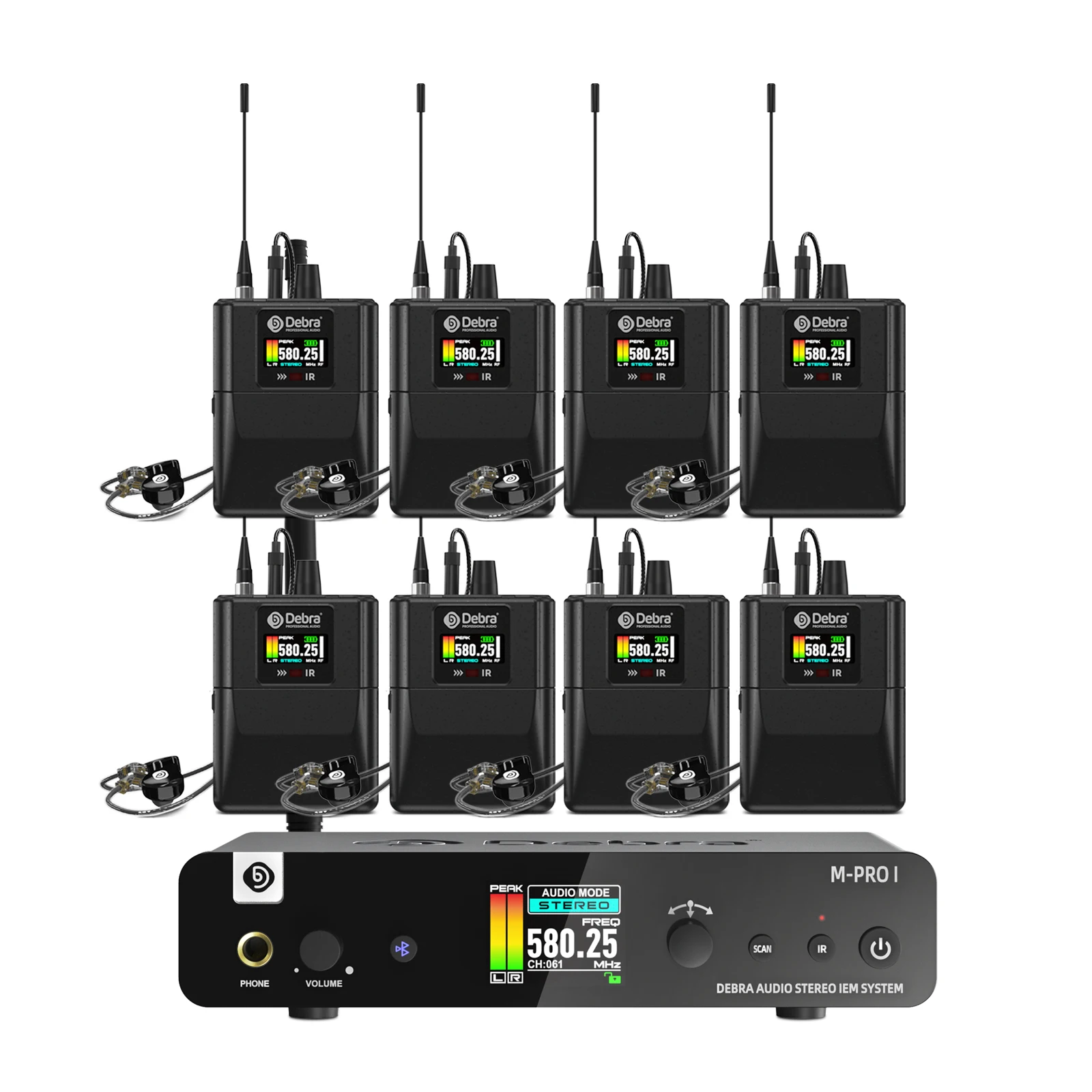 نظام صوتي لاسلكي M-PROI UHF، بلوتوث 5.0، درجة الاستوديو 24 بت/44.1 كيلو هرتز، تأخير 7 مللي ثانية، نطاق طويل 80 مترًا، مثالي للموسيقيين والدي جي