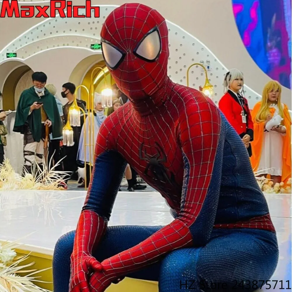 

Удивительный комбинезон «Человек-паук 2» с маской и обувью 1:1, 3D веб-логотип «Паук», частный индивидуальный костюм для косплея «Человек-паук» ручной работы