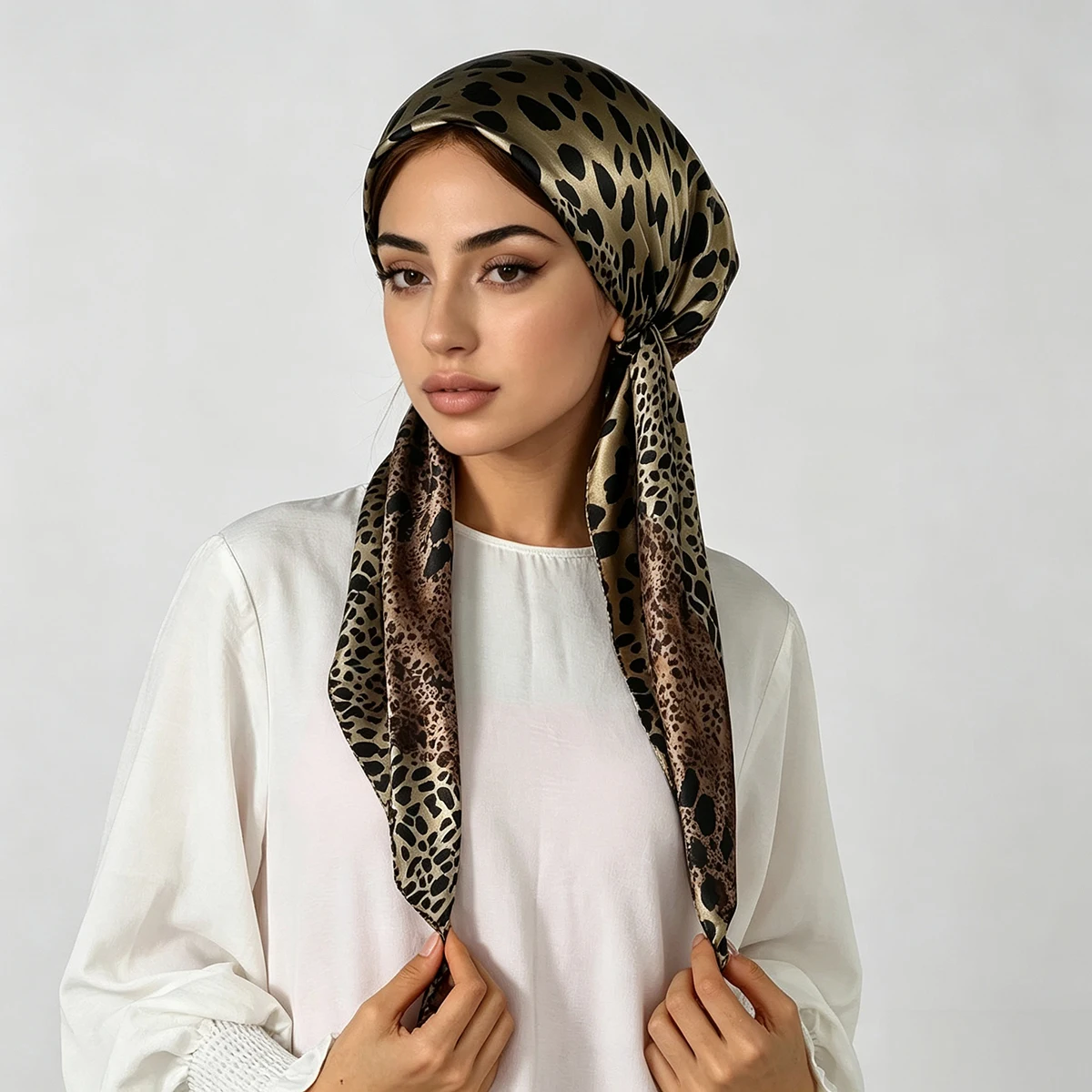 Muslim Headscarf Instant Hijab Cap Printed Scarf Satin Turban Hair Bonnet Head Wrap For Sleeping Elastic Hair Bonnet Bandana