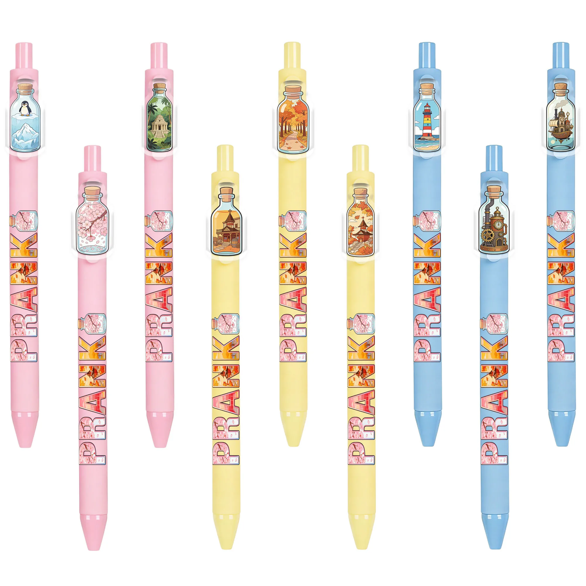 

9pcs/18pcs Bottle World Pattern Ballpoint Pen Dream Art Student Office Writing Pen