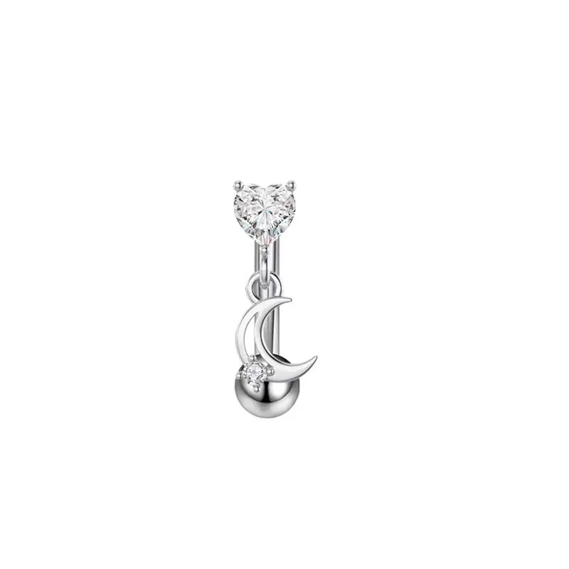 1PC CZ Dangle Curved Barbell for Eyebrow/Cartilage Piercing, Stainless Steel Eyebrow Ring with Tassel Charm