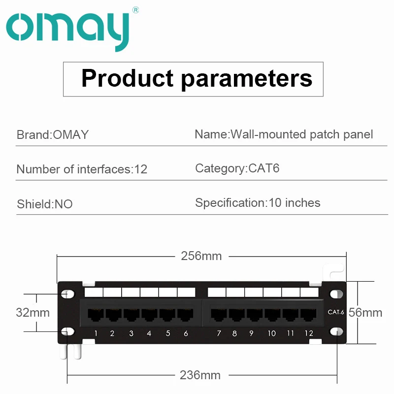 Набор инструментов для сети OMAY, 12 портов, патч-панель CAT6, сетевое крепление RJ45, Настенный монтажный кронштейн