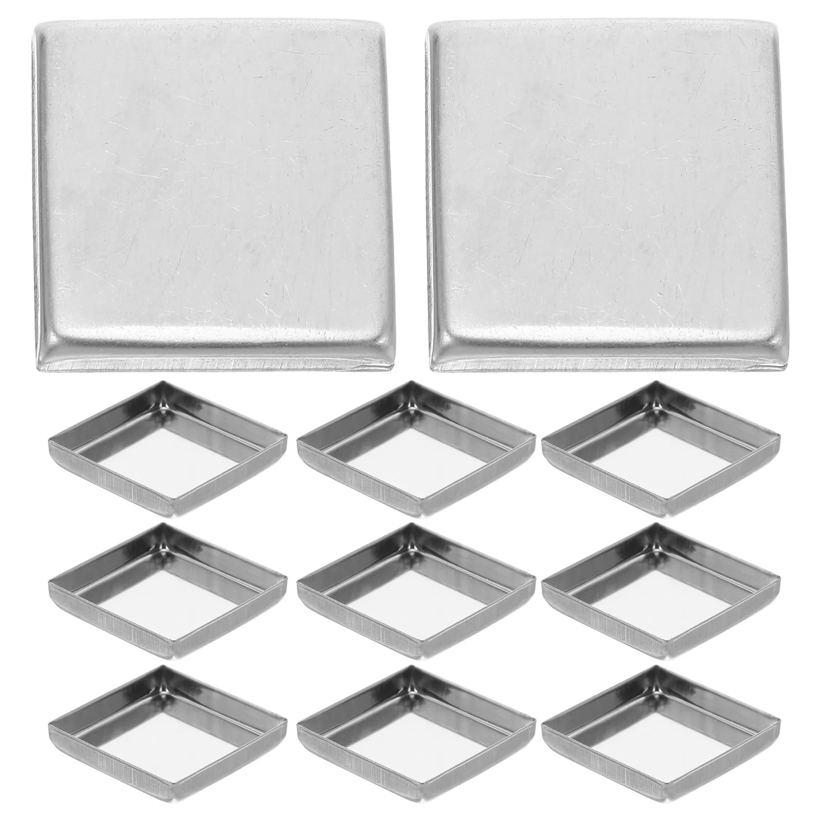 20 pçs paleta de blush vazio quadrado metal panelas 26x26x5mm diy panelas organizador de maquiagem sombra paleta depósito recargas