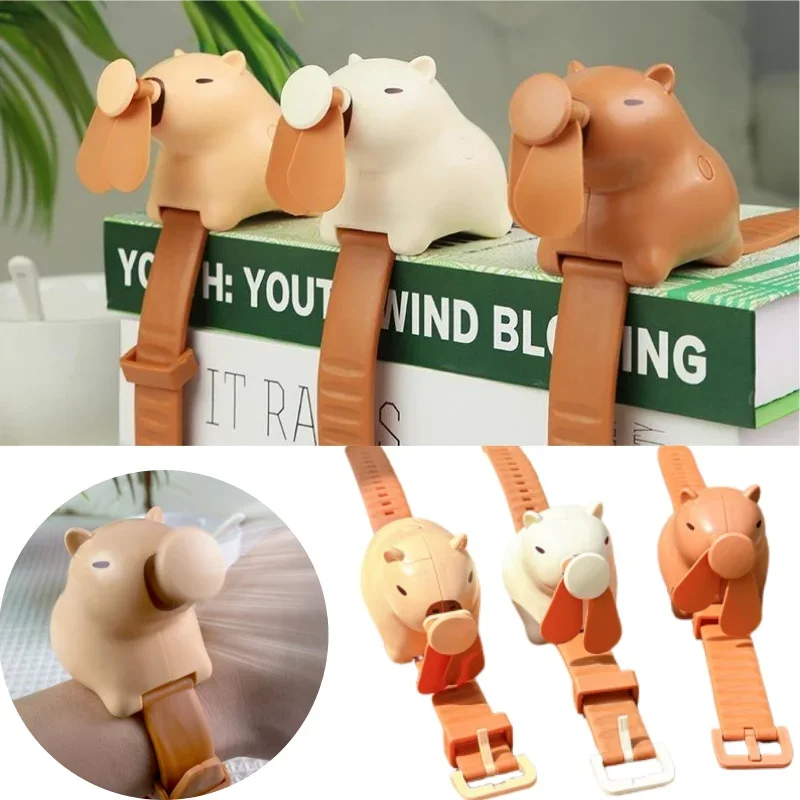 

Cute Capybara Wrist Fan USB Charging Silent High Wind Mini Fan for Students Portable Small Classroom Cool Breeze Watch Fan