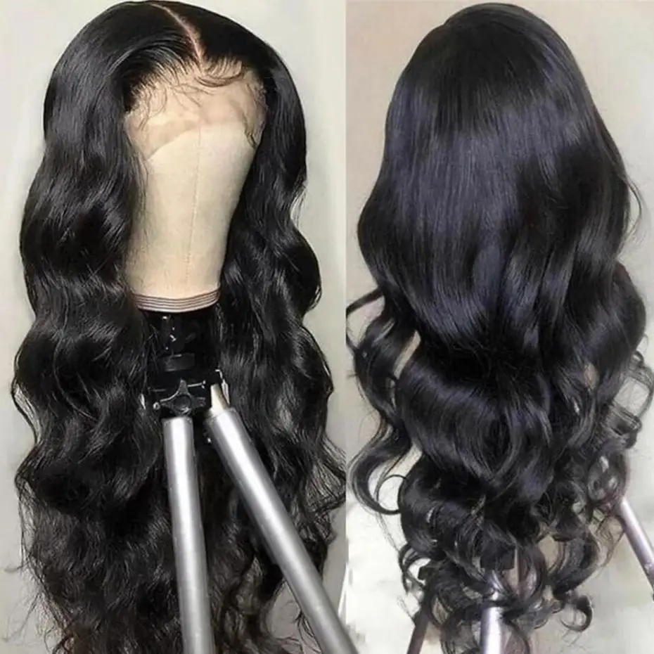 Onda do corpo peruca transparente para mulheres, peruca pré arrancada, frente de renda brasileira, cabelo humano, Glueless, 4x4 HD Lace Closure, 13x6