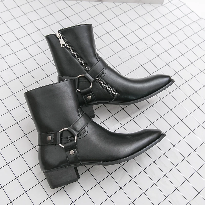 

Fashionable Men Chelsea Boots Black Color Side Zipper Men Casual Comfortable Business Brand Boots Knight Boots Sizes 38-46