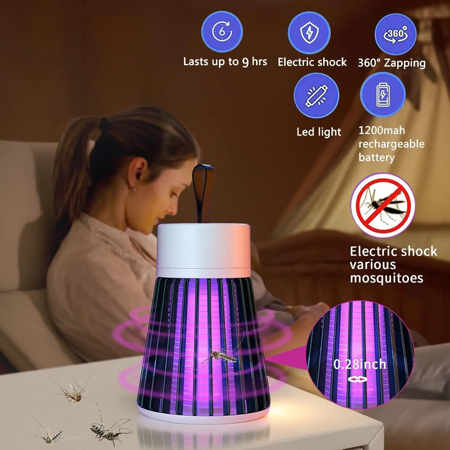 5V USB Mosquito Killer Lamp – UV Electric Bug Zapper for Bedroom & Outdoor Camping