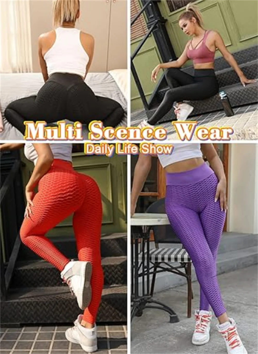 Workout Yoga Leggings Pants Butt Lifting Scrunch Booty Leggings Tummy Control Women High Waisted Gym Tights Anti Cellulite