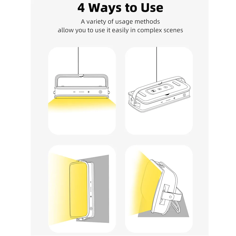 Linterna de Camping LED ABS, lámpara portátil recargable IP65 de 10000mAh, resistente al agua, 3 modos de luz, hasta 60 horas de funcionamiento, para senderismo en casa