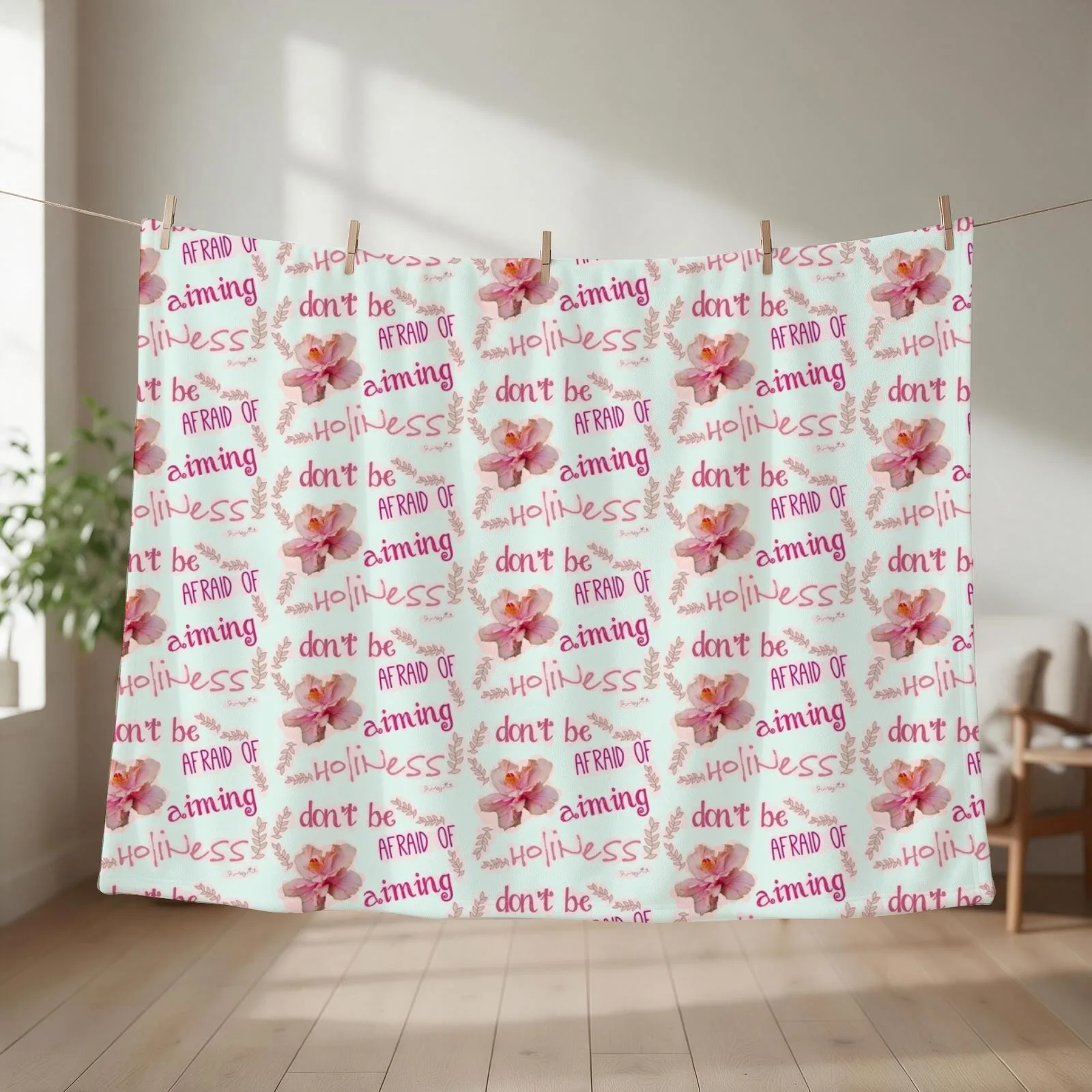 Don't be afraid of aiming Holiness | Ordinary Holiness Collection | Elle Mognet Throw Blanket