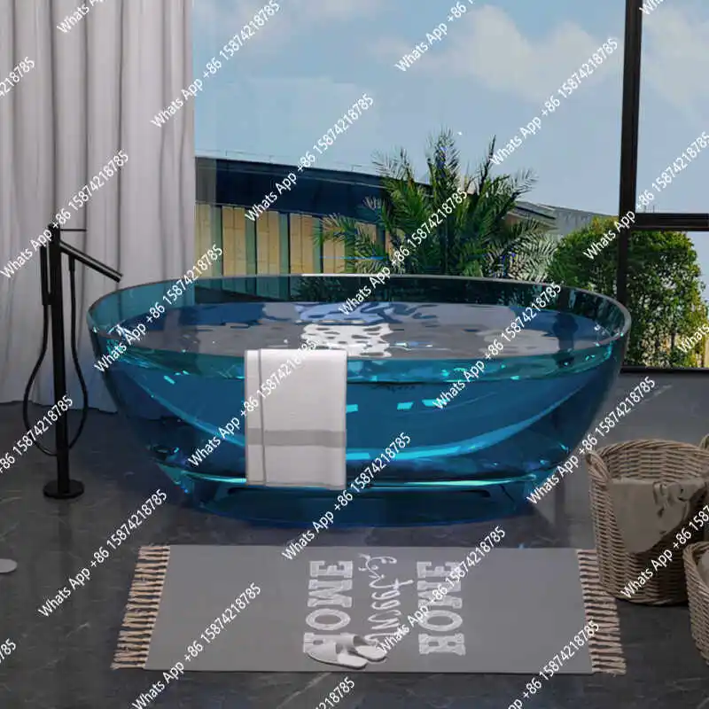 Transparent resin bathtub Household independent integrated crystal cylinder Hotel B & B oval bathtub