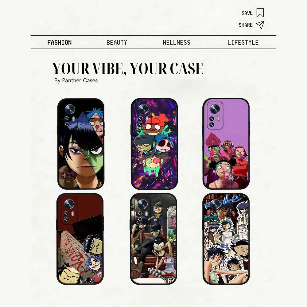 

Fashion Rocks G-Gorillaz-s Phone Case For Slim Black Xiaomi 11 12 Redmi Note 11 5G 8T 9A 9 10T Note 8 9 12S Ultra Shockproof Pro
