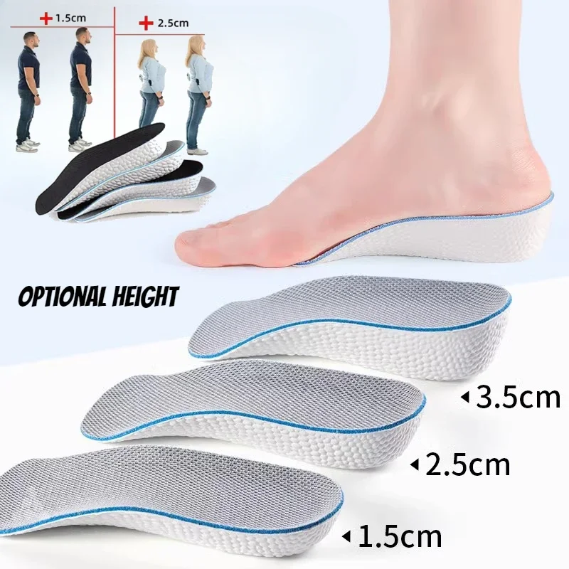 Memory Foam Height Increase Insoles Men Women Shoes Flat Feet Arch Support Orthopedic Insoles Sneakers Soft Shoe Pads Heel Lift