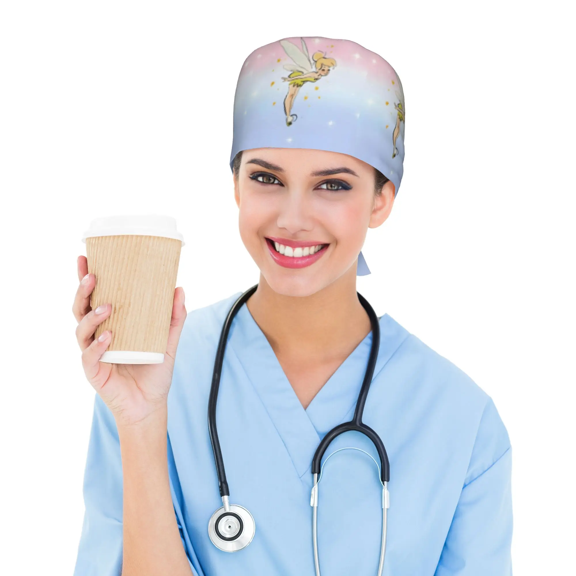 Custom T-Tinker Anime Bell Cute Cartoon Scrubs Cap Surgical Hats Men Women  Operating Room Cap Operator Hats Lab Works Hat